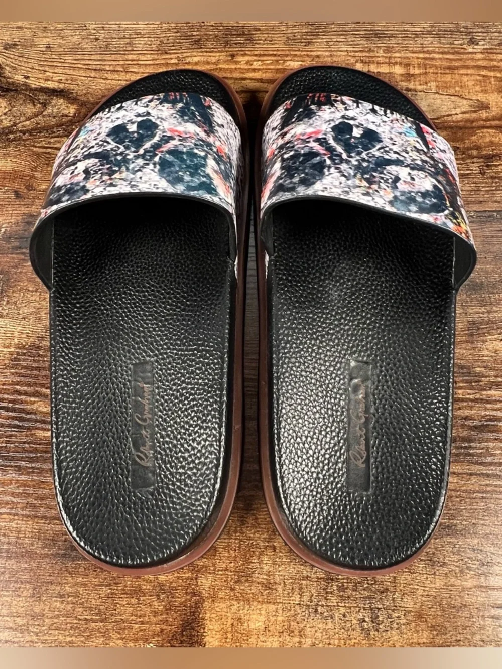 Robert Graham Skull Dock Slides Casual Beach Summer Black Men's 9